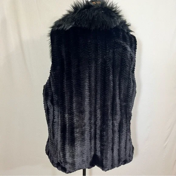 Women's Black Faux Fur Zip-Front Coat with Fur Collar Marc New York 2x NWT - Picture 4 of 15